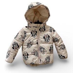 DISNEY Junior Minnie Mouse light pink zip up puffer jacket size 3T